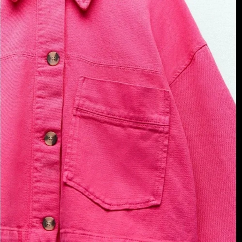 NWOT ZARA CROPPED COTTON OVERSHIRT size M - Picture 5 of 6